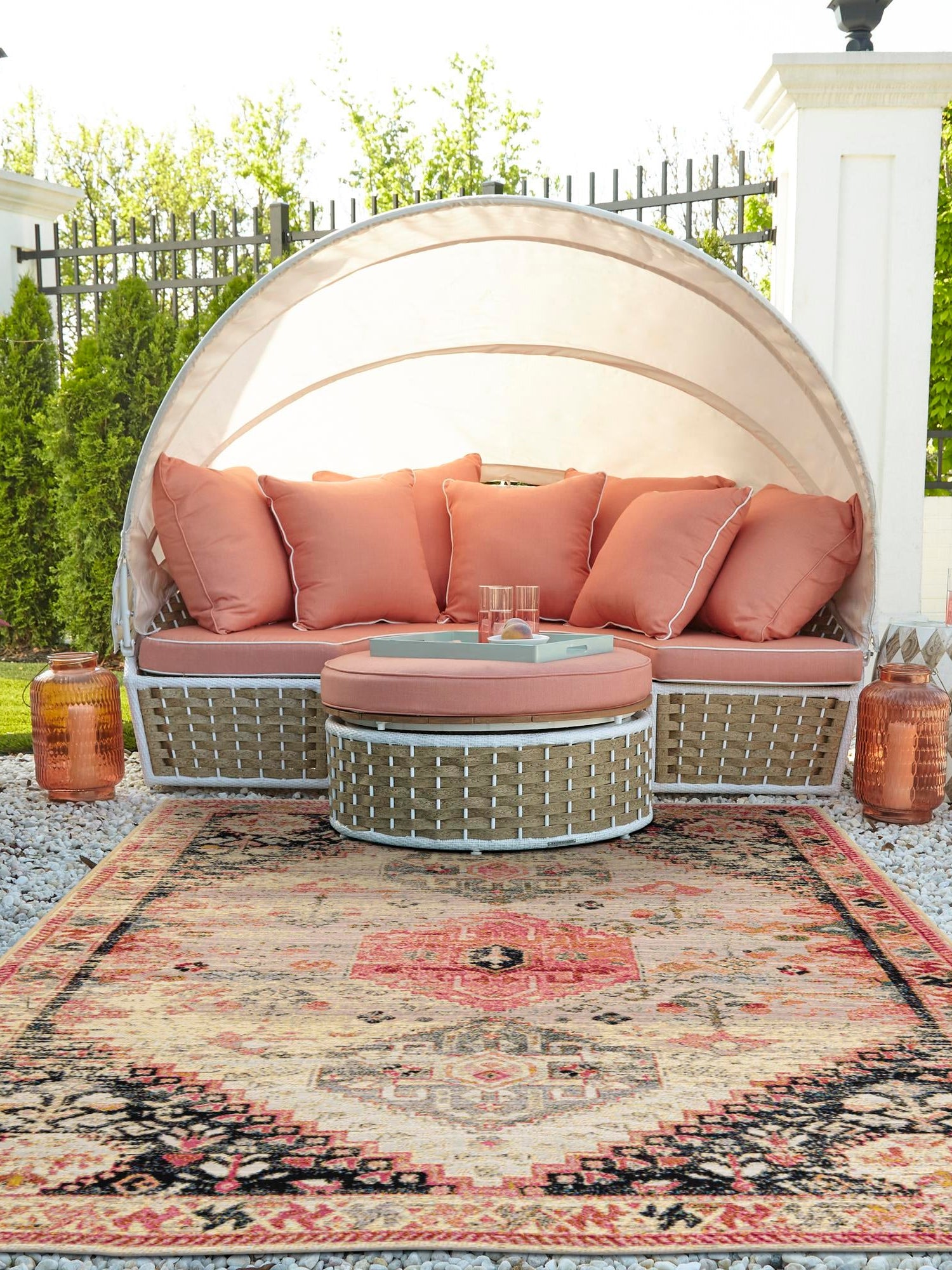 Multicolor 4' 1 x 6' 1 Outdoor Traditional Rectangle Area Rug Weather Resistant for Patio, Deck, Terrace, Balcony, Porch Classical Design Outside Carpet for Sale at Rug Engine