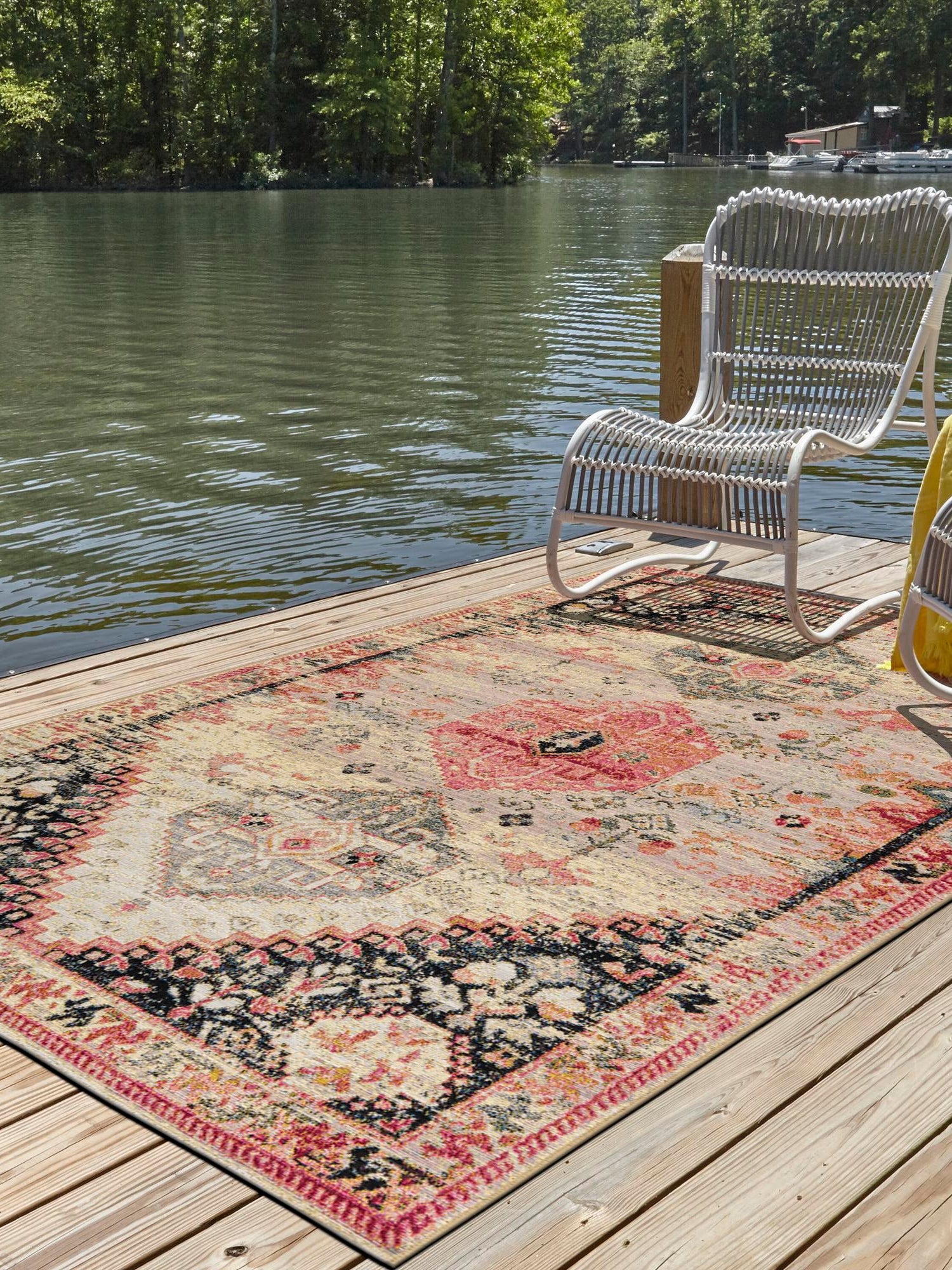 Multicolor 5' 1 x 8' Outdoor Traditional Rectangle Area Rug Weather Resistant for Patio, Deck, Terrace, Balcony, Porch Classical Design Outside Carpet for Sale at Rug Engine