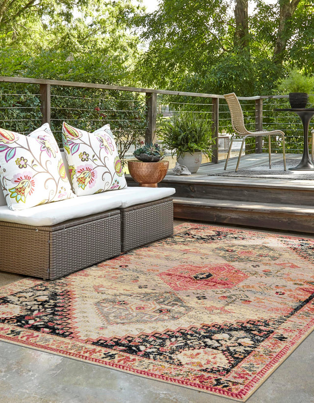 Multicolor 10' x 14' 1 Outdoor Traditional Rectangle Area Rug Weather Resistant for Patio, Deck, Terrace, Balcony, Porch Classical Design Outside Carpet for Sale at Rug Engine