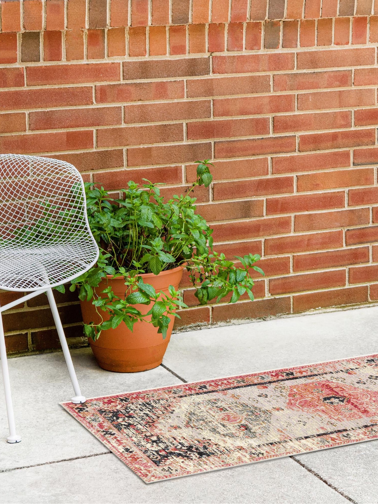 Multicolor 2' 7 x 12' Outdoor Traditional Runner Area Rug Weather Resistant for Patio, Deck, Terrace, Balcony, Porch Classical Design Outside Carpet for Sale at Rug Engine