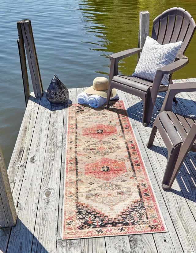 Multicolor 2' 7 x 10' Outdoor Traditional Runner Area Rug Weather Resistant for Patio, Deck, Terrace, Balcony, Porch Classical Design Outside Carpet for Sale at Rug Engine