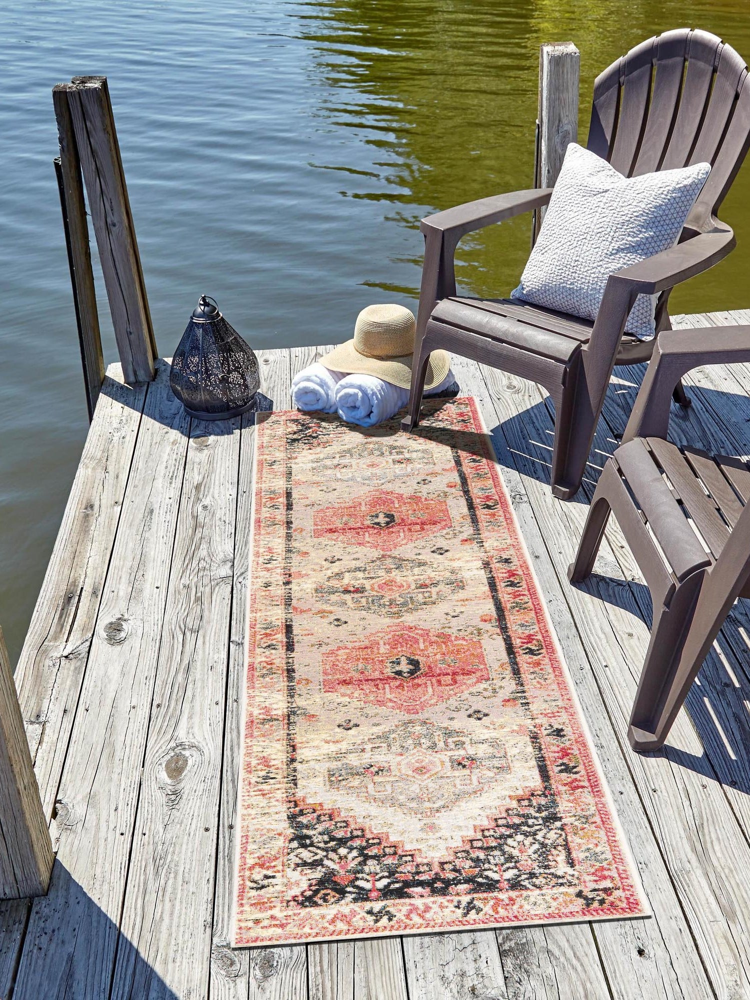 Multicolor 2' x 8' Outdoor Traditional Runner Area Rug Weather Resistant for Patio, Deck, Terrace, Balcony, Porch Classical Design Outside Carpet for Sale at Rug Engine