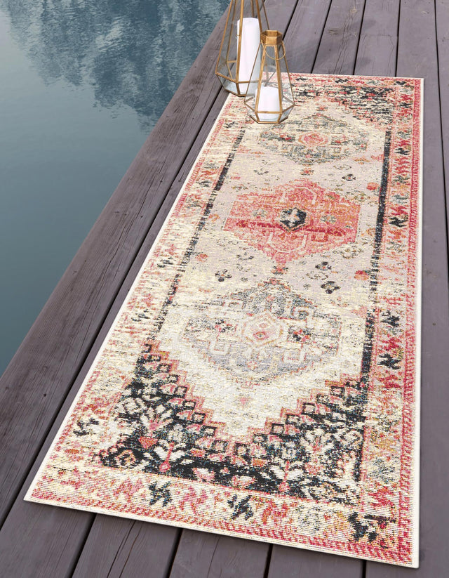 Multicolor 2' 7 x 10' Outdoor Traditional Runner Area Rug Weather Resistant for Patio, Deck, Terrace, Balcony, Porch Classical Design Outside Carpet for Sale at Rug Engine