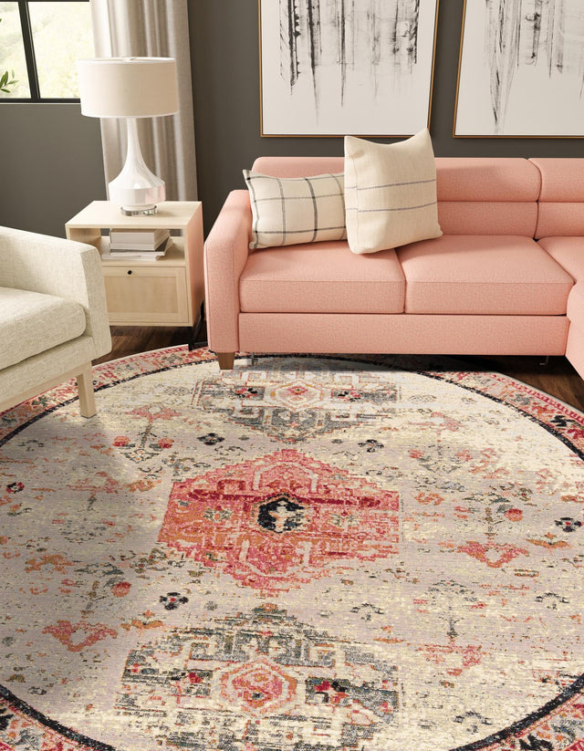 Multicolor 3' 1 x 3' 1 Outdoor Traditional Round Area Rug Weather Resistant for Patio, Deck, Terrace, Balcony, Porch Classical Design Outside Carpet for Sale at Rug Engine