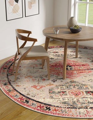 Multicolor 3' 1 x 3' 1 Outdoor Traditional Round Area Rug Weather Resistant for Patio, Deck, Terrace, Balcony, Porch Classical Design Outside Carpet for Sale at Rug Engine