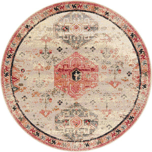 Multicolor 7' 10 x 7' 10 Outdoor Traditional Round Area Rug Weather Resistant for Patio, Deck, Terrace, Balcony, Porch Classical Design Outside Carpet for Sale at Rug Engine