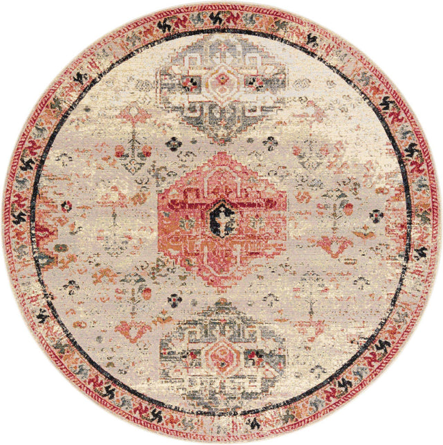Multicolor 7' 10 x 7' 10 Outdoor Traditional Round Area Rug Weather Resistant for Patio, Deck, Terrace, Balcony, Porch Classical Design Outside Carpet for Sale at Rug Engine