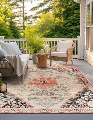 Multicolor 10' x 10' Outdoor Traditional Square Area Rug Weather Resistant for Patio, Deck, Terrace, Balcony, Porch Classical Design Outside Carpet for Sale at Rug Engine
