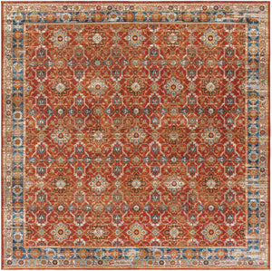 Antique Red 10' x 10' Outdoor Traditional Square Area Rug Weather Resistant for Patio, Deck, Terrace, Balcony, Porch Classical Design Outside Carpet for Sale at Rug Engine