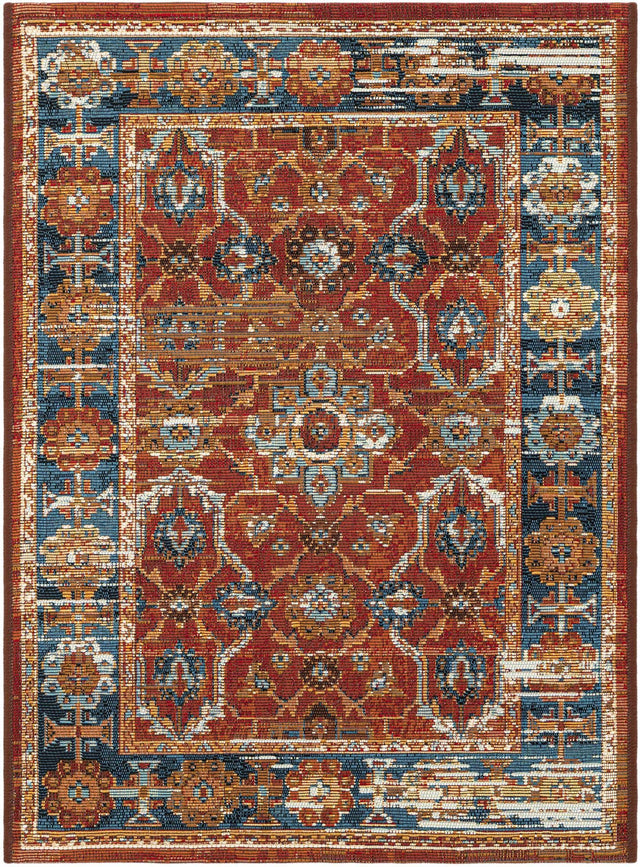 Antique Red 2' x 3' 1 Outdoor Traditional Rectangle Area Rug Weather Resistant for Patio, Deck, Terrace, Balcony, Porch Classical Design Outside Carpet for Sale at Rug Engine