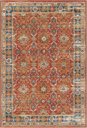 Antique Red 4' 1 x 6' 1 Outdoor Traditional Rectangle Area Rug Weather Resistant for Patio, Deck, Terrace, Balcony, Porch Classical Design Outside Carpet for Sale at Rug Engine