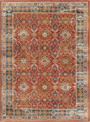Antique Red 5' 1 x 7' 1 Outdoor Traditional Rectangle Area Rug Weather Resistant for Patio, Deck, Terrace, Balcony, Porch Classical Design Outside Carpet for Sale at Rug Engine