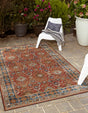 Antique Red 5' 1 x 8' Outdoor Traditional Rectangle Area Rug Weather Resistant for Patio, Deck, Terrace, Balcony, Porch Classical Design Outside Carpet for Sale at Rug Engine
