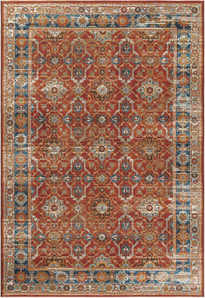 Antique Red 5' 1 x 8' Outdoor Traditional Rectangle Area Rug Weather Resistant for Patio, Deck, Terrace, Balcony, Porch Classical Design Outside Carpet for Sale at Rug Engine