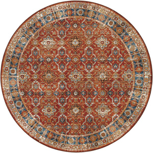 Antique Red 8' x 8' Outdoor Traditional Round Rug