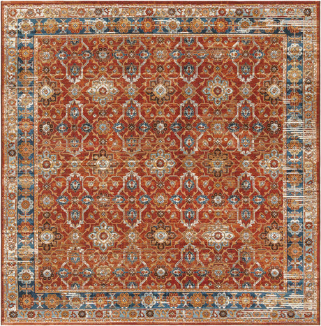Antique Red 8' x 8' Outdoor Traditional Square Rug