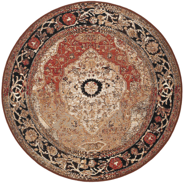 Multicolor 3' 1 x 3' 1 Outdoor Traditional Round Area Rug Weather Resistant for Patio, Deck, Terrace, Balcony, Porch Classical Design Outside Carpet for Sale at Rug Engine