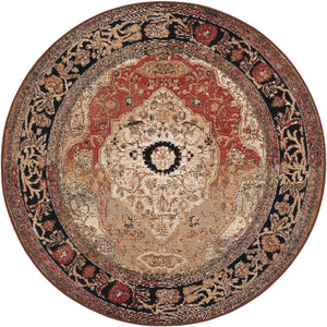 Multicolor 4' 1 x 4' 1 Outdoor Traditional Round Area Rug Weather Resistant for Patio, Deck, Terrace, Balcony, Porch Classical Design Outside Carpet for Sale at Rug Engine