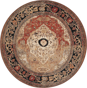 Multicolor 5' 1 x 5' 1 Outdoor Traditional Round Area Rug Weather Resistant for Patio, Deck, Terrace, Balcony, Porch Classical Design Outside Carpet for Sale at Rug Engine