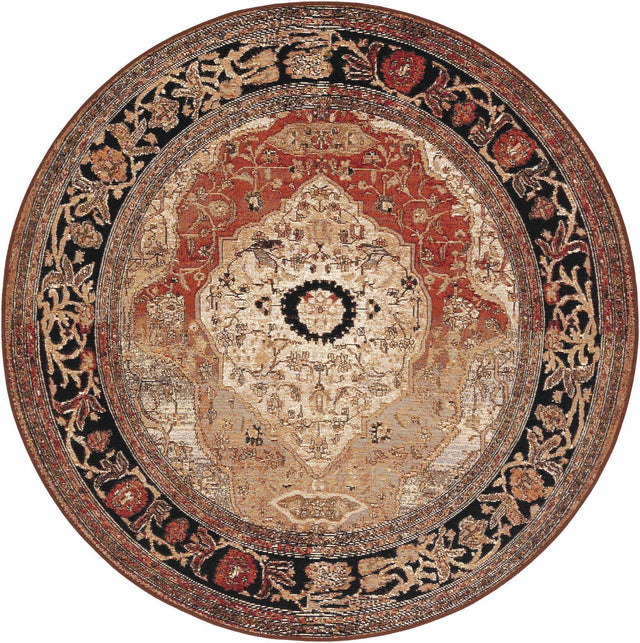 Multicolor 5' 1 x 5' 1 Outdoor Traditional Round Area Rug Weather Resistant for Patio, Deck, Terrace, Balcony, Porch Classical Design Outside Carpet for Sale at Rug Engine