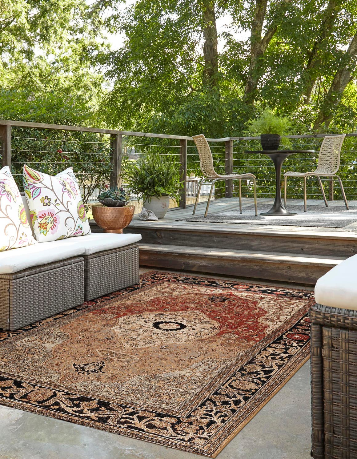 Multicolor 5' 1 x 8' Outdoor Traditional Rectangle Area Rug Weather Resistant for Patio, Deck, Terrace, Balcony, Porch Classical Design Outside Carpet for Sale at Rug Engine