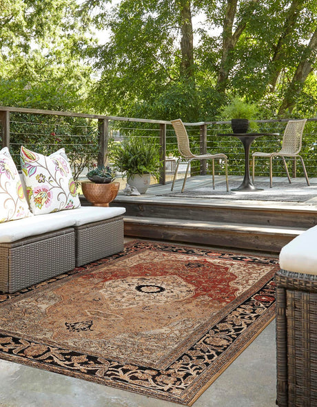 Multicolor 5' 1 x 8' Outdoor Traditional Rectangle Area Rug Weather Resistant for Patio, Deck, Terrace, Balcony, Porch Classical Design Outside Carpet for Sale at Rug Engine