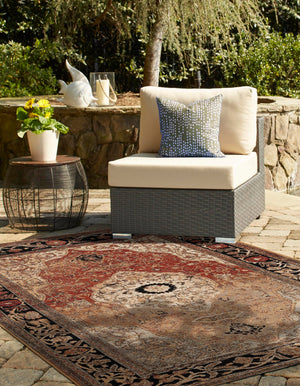 Multicolor 5' 1 x 8' Outdoor Traditional Rectangle Area Rug Weather Resistant for Patio, Deck, Terrace, Balcony, Porch Classical Design Outside Carpet for Sale at Rug Engine