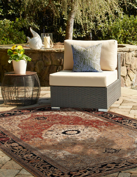 Multicolor 5' 1 x 8' Outdoor Traditional Rectangle Area Rug Weather Resistant for Patio, Deck, Terrace, Balcony, Porch Classical Design Outside Carpet for Sale at Rug Engine