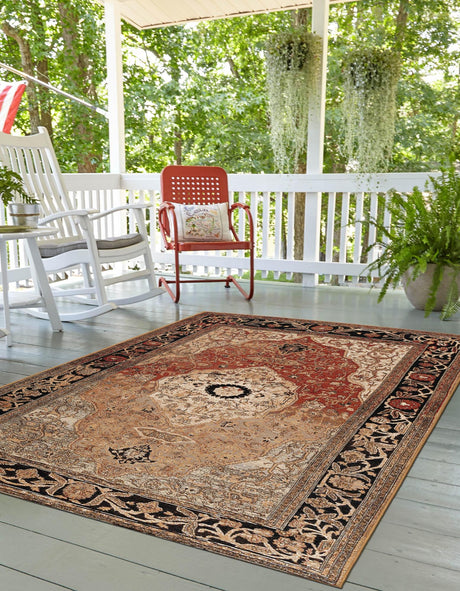 Multicolor 5' 1 x 8' Outdoor Traditional Rectangle Area Rug Weather Resistant for Patio, Deck, Terrace, Balcony, Porch Classical Design Outside Carpet for Sale at Rug Engine