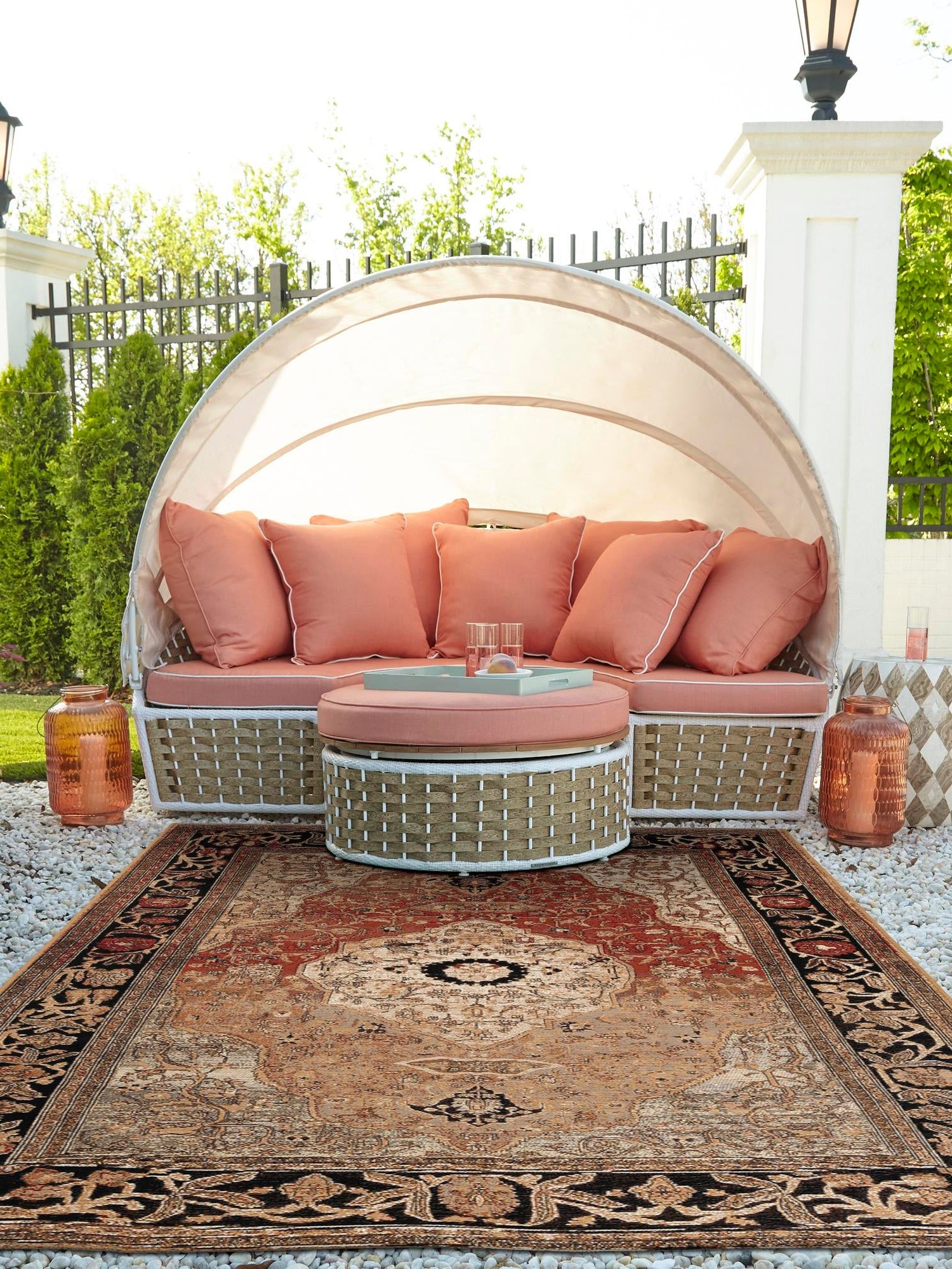 Multicolor 5' 1 x 8' Outdoor Traditional Rectangle Area Rug Weather Resistant for Patio, Deck, Terrace, Balcony, Porch Classical Design Outside Carpet for Sale at Rug Engine