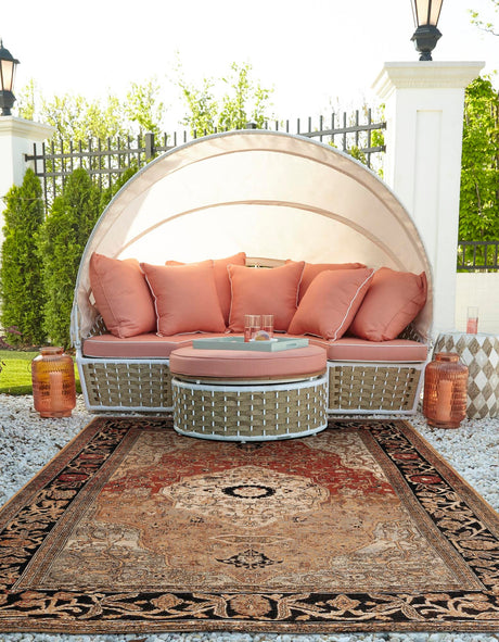 Multicolor 5' 1 x 8' Outdoor Traditional Rectangle Area Rug Weather Resistant for Patio, Deck, Terrace, Balcony, Porch Classical Design Outside Carpet for Sale at Rug Engine