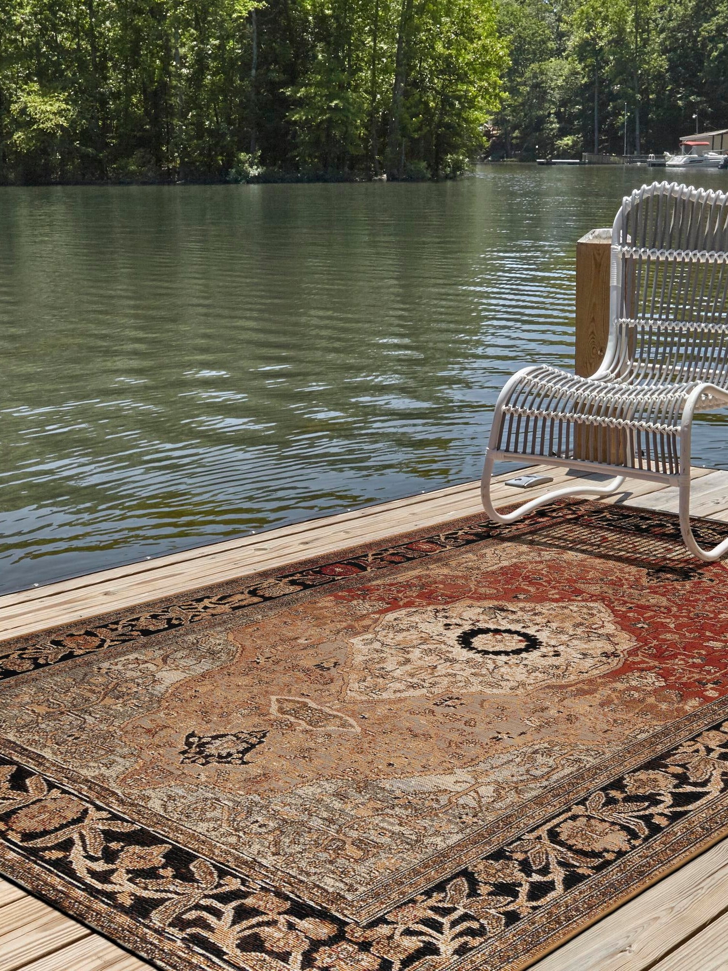 Multicolor 5' 1 x 8' Outdoor Traditional Rectangle Area Rug Weather Resistant for Patio, Deck, Terrace, Balcony, Porch Classical Design Outside Carpet for Sale at Rug Engine