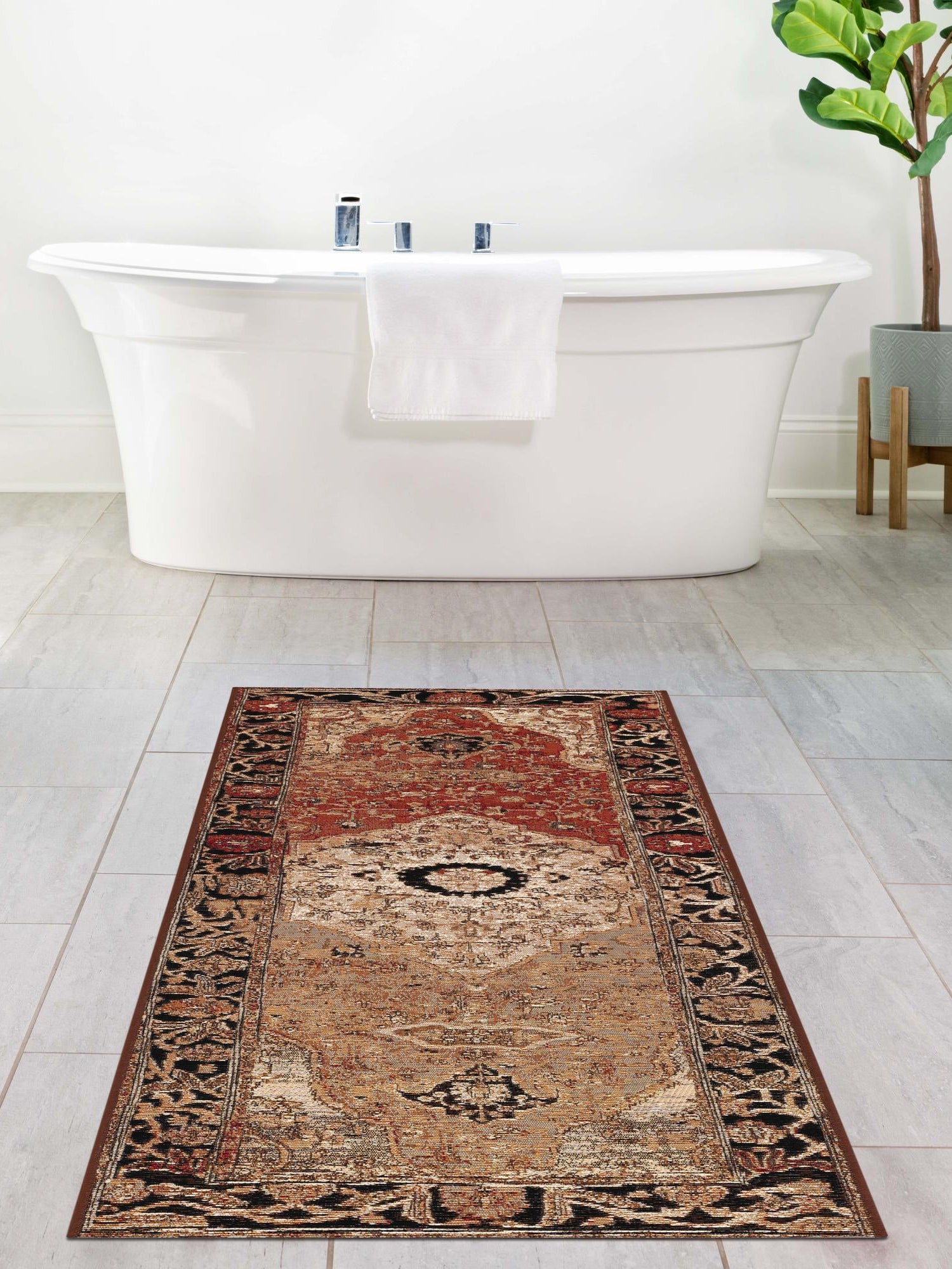 Multicolor 2' x 8' Outdoor Traditional Runner Area Rug Weather Resistant for Patio, Deck, Terrace, Balcony, Porch Classical Design Outside Carpet for Sale at Rug Engine