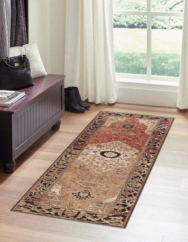 Multicolor 2' 7 x 12' Outdoor Traditional Runner Area Rug Weather Resistant for Patio, Deck, Terrace, Balcony, Porch Classical Design Outside Carpet for Sale at Rug Engine