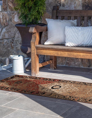 Multicolor 2' 7 x 12' Outdoor Traditional Runner Area Rug Weather Resistant for Patio, Deck, Terrace, Balcony, Porch Classical Design Outside Carpet for Sale at Rug Engine