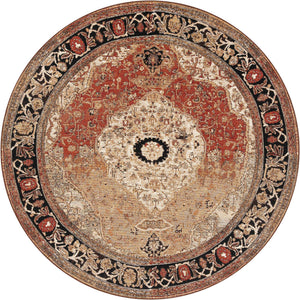 Multicolor 7' 10 x 7' 10 Outdoor Traditional Round Area Rug Weather Resistant for Patio, Deck, Terrace, Balcony, Porch Classical Design Outside Carpet for Sale at Rug Engine