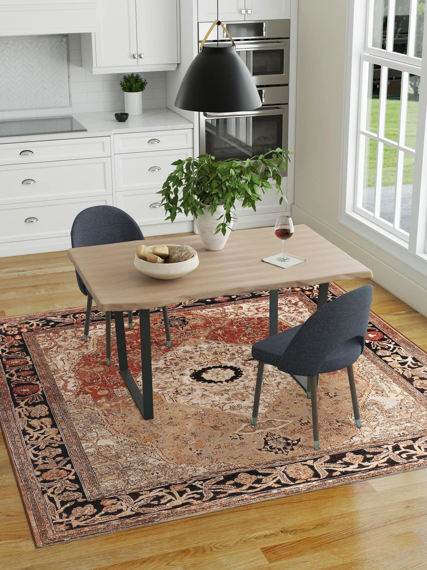 Multicolor 7' 10 x 7' 10 Outdoor Traditional Square Area Rug Weather Resistant for Patio, Deck, Terrace, Balcony, Porch Classical Design Outside Carpet for Sale at Rug Engine