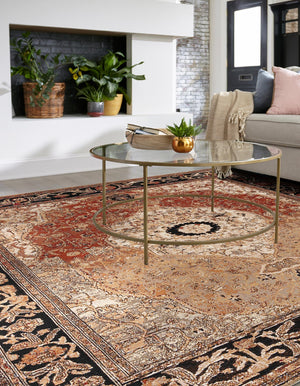 Multicolor 7' 10 x 7' 10 Outdoor Traditional Square Area Rug Weather Resistant for Patio, Deck, Terrace, Balcony, Porch Classical Design Outside Carpet for Sale at Rug Engine
