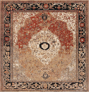 Multicolor 7' 10 x 7' 10 Outdoor Traditional Square Area Rug Weather Resistant for Patio, Deck, Terrace, Balcony, Porch Classical Design Outside Carpet for Sale at Rug Engine