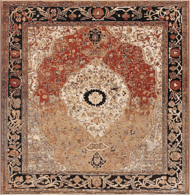 Multicolor 7' 10 x 7' 10 Outdoor Traditional Square Area Rug Weather Resistant for Patio, Deck, Terrace, Balcony, Porch Classical Design Outside Carpet for Sale at Rug Engine