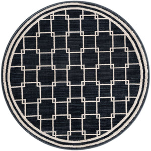 Navy Blue 3' 1 x 3' 1 Jill Zarin Uptown Round Area Rug 70% Polypropylene & 30% Polyester  Contemporary Carpet for Living, Dining, Office, Bedroom for Sale at Rug Engine