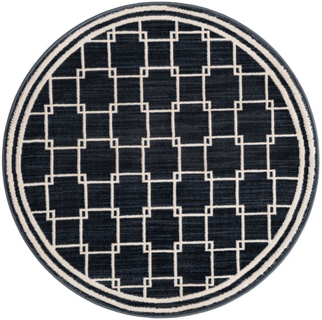 Navy Blue 3' 1 x 3' 1 Jill Zarin Uptown Round Area Rug 70% Polypropylene & 30% Polyester  Contemporary Carpet for Living, Dining, Office, Bedroom for Sale at Rug Engine