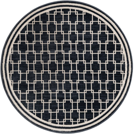 Navy Blue 4' 1 x 4' 1 Jill Zarin Uptown Round Area Rug 70% Polypropylene & 30% Polyester  Contemporary Carpet for Living, Dining, Office, Bedroom for Sale at Rug Engine