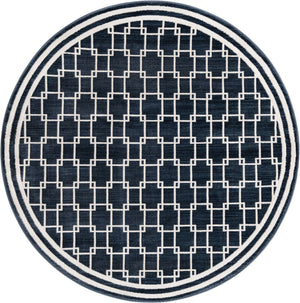 Navy Blue 5' 1 x 5' 1 Jill Zarin Uptown Round Area Rug 70% Polypropylene & 30% Polyester  Contemporary Carpet for Living, Dining, Office, Bedroom for Sale at Rug Engine