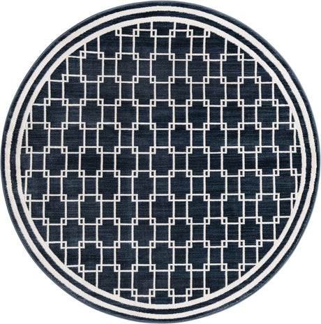 Navy Blue 5' 1 x 5' 1 Jill Zarin Uptown Round Area Rug 70% Polypropylene & 30% Polyester  Contemporary Carpet for Living, Dining, Office, Bedroom for Sale at Rug Engine