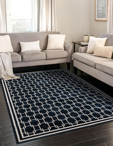 Navy Blue 7' 10 x 10' Jill Zarin Uptown Rectangle Area Rug 70% Polypropylene & 30% Polyester  Contemporary Carpet for Living, Dining, Office, Bedroom for Sale at Rug Engine