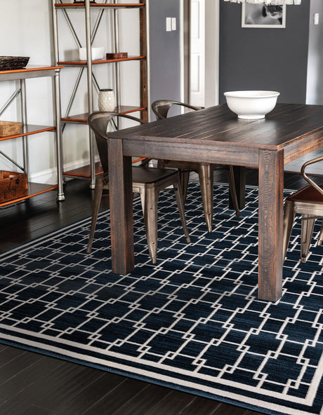 Navy Blue 7' 10 x 10' Jill Zarin Uptown Rectangle Area Rug 70% Polypropylene & 30% Polyester  Contemporary Carpet for Living, Dining, Office, Bedroom for Sale at Rug Engine