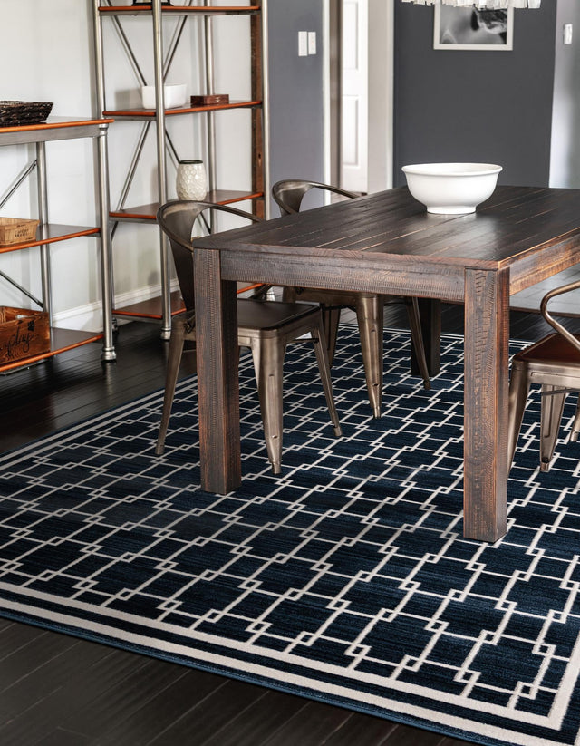 Navy Blue 7' 10 x 10' Jill Zarin Uptown Rectangle Area Rug 70% Polypropylene & 30% Polyester  Contemporary Carpet for Living, Dining, Office, Bedroom for Sale at Rug Engine