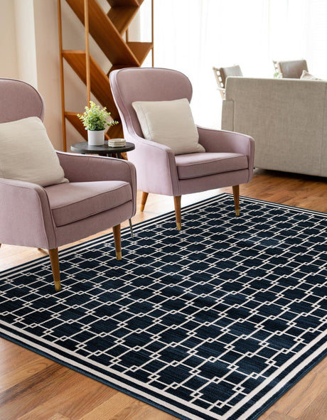 Navy Blue 7' 10 x 10' Jill Zarin Uptown Rectangle Area Rug 70% Polypropylene & 30% Polyester  Contemporary Carpet for Living, Dining, Office, Bedroom for Sale at Rug Engine