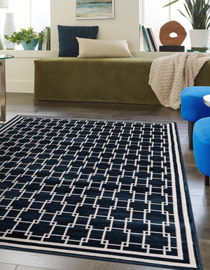 Navy Blue 7' 10 x 10' Jill Zarin Uptown Rectangle Area Rug 70% Polypropylene & 30% Polyester  Contemporary Carpet for Living, Dining, Office, Bedroom for Sale at Rug Engine
